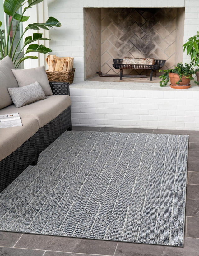 Light Blue 9' x 12' Symphony Outdoor Rectangle Area Rug Weather Resistant for Patio, Deck, Terrace, Balcony, Porch Durable Outside Carpet for Sale at Rug Engine