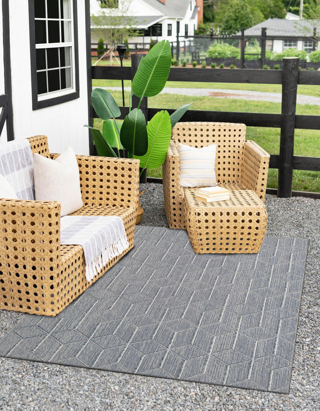 Light Blue 6' 1 x 9' Symphony Outdoor Rectangle Area Rug Weather Resistant for Patio, Deck, Terrace, Balcony, Porch Durable Outside Carpet for Sale at Rug Engine