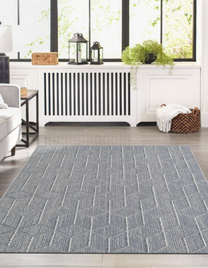 Light Blue 9' x 12' Symphony Outdoor Rectangle Area Rug Weather Resistant for Patio, Deck, Terrace, Balcony, Porch Durable Outside Carpet for Sale at Rug Engine