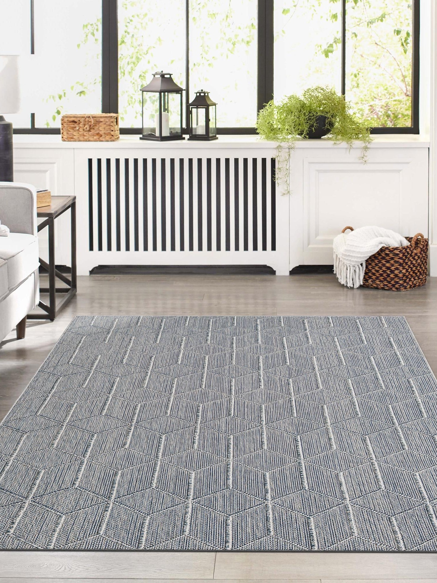 Light Blue 7' 10 x 10' Symphony Outdoor Rectangle Area Rug Weather Resistant for Patio, Deck, Terrace, Balcony, Porch Durable Outside Carpet for Sale at Rug Engine