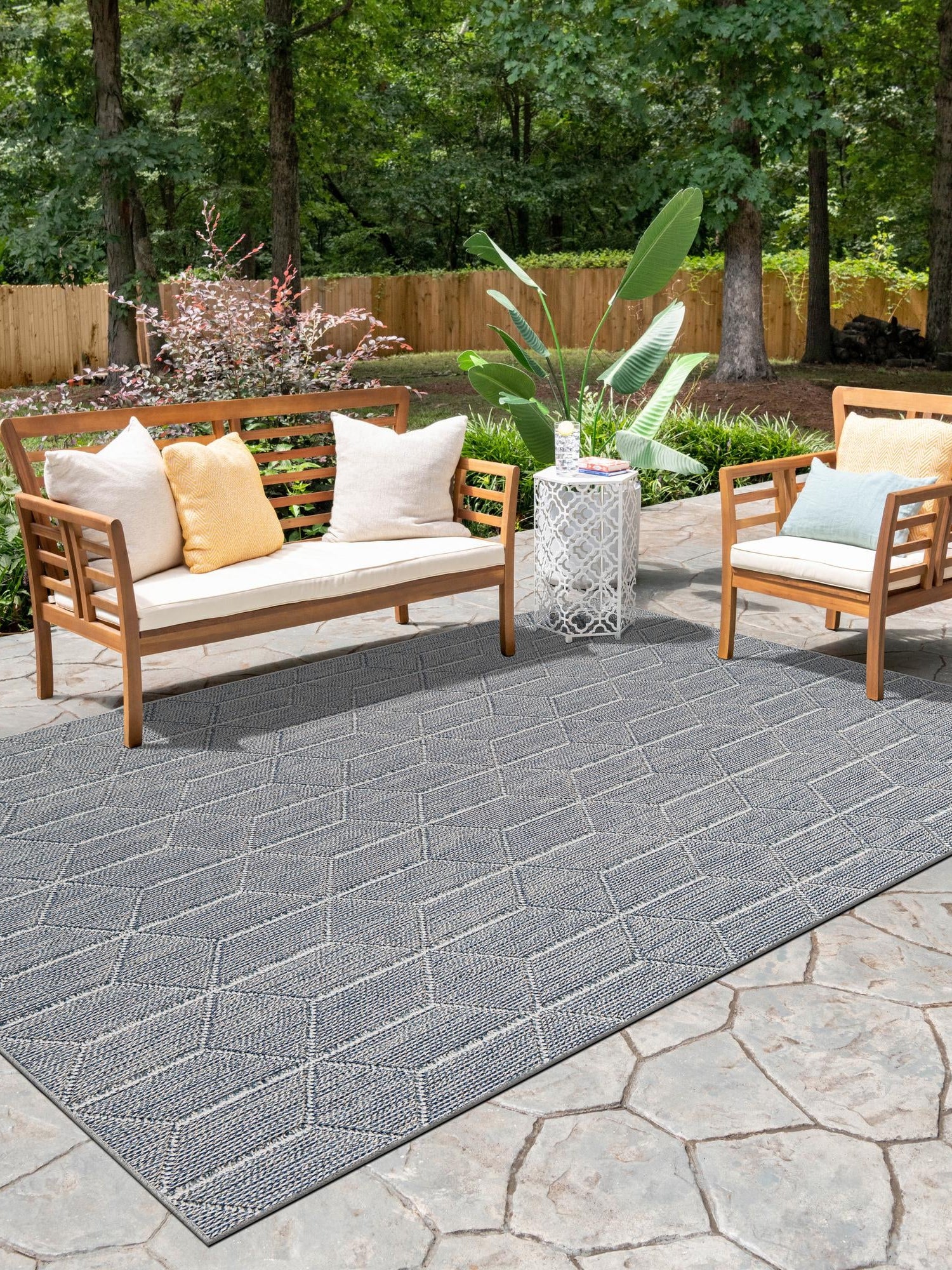 Light Blue 9' x 12' Symphony Outdoor Rectangle Area Rug Weather Resistant for Patio, Deck, Terrace, Balcony, Porch Durable Outside Carpet for Sale at Rug Engine