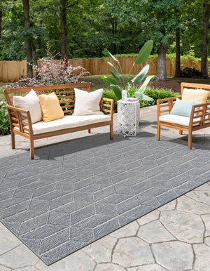 Light Blue 9' x 12' Symphony Outdoor Rectangle Area Rug Weather Resistant for Patio, Deck, Terrace, Balcony, Porch Durable Outside Carpet for Sale at Rug Engine