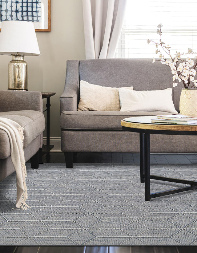 Light Blue 4' 1 x 6' 1 Symphony Outdoor Rectangle Area Rug Weather Resistant for Patio, Deck, Terrace, Balcony, Porch Durable Outside Carpet for Sale at Rug Engine