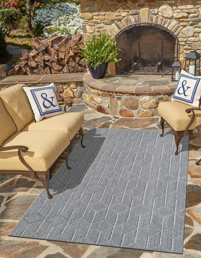 Light Blue 7' 10 x 10' Symphony Outdoor Rectangle Area Rug Weather Resistant for Patio, Deck, Terrace, Balcony, Porch Durable Outside Carpet for Sale at Rug Engine