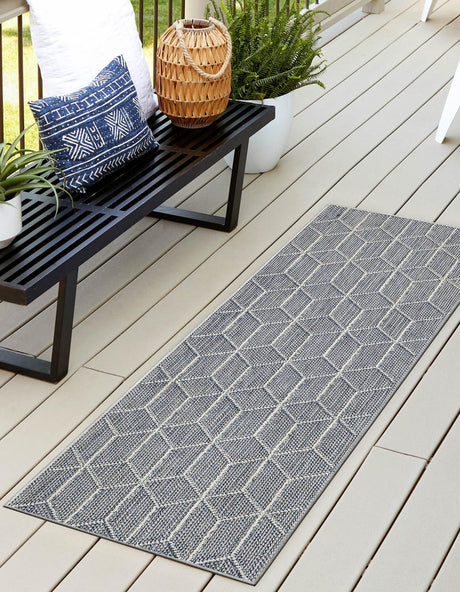 Light Blue 2' x 6' 1 Symphony Outdoor Runner Area Rug Weather Resistant for Patio, Deck, Terrace, Balcony, Porch Durable Outside Carpet for Sale at Rug Engine