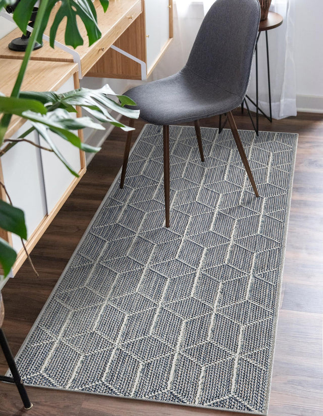 Light Blue 2' x 6' 1 Symphony Outdoor Runner Area Rug Weather Resistant for Patio, Deck, Terrace, Balcony, Porch Durable Outside Carpet for Sale at Rug Engine