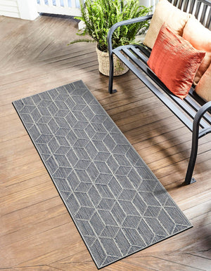 Light Blue 2' x 6' 1 Symphony Outdoor Runner Area Rug Weather Resistant for Patio, Deck, Terrace, Balcony, Porch Durable Outside Carpet for Sale at Rug Engine