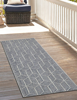 Light Blue 2' x 6' 1 Symphony Outdoor Runner Area Rug Weather Resistant for Patio, Deck, Terrace, Balcony, Porch Durable Outside Carpet for Sale at Rug Engine