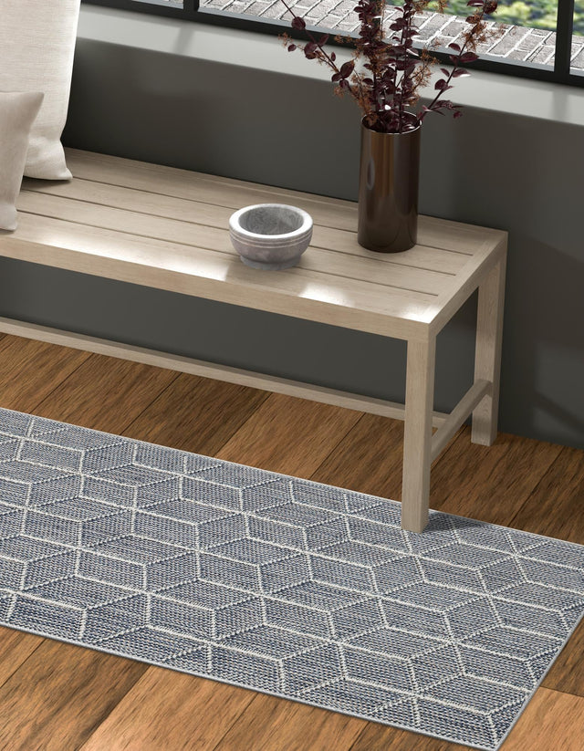 Light Blue 2' x 6' 1 Symphony Outdoor Runner Area Rug Weather Resistant for Patio, Deck, Terrace, Balcony, Porch Durable Outside Carpet for Sale at Rug Engine