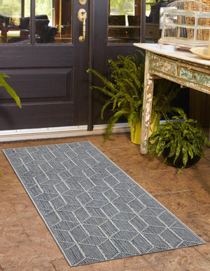 Light Blue 2' x 6' 1 Symphony Outdoor Runner Area Rug Weather Resistant for Patio, Deck, Terrace, Balcony, Porch Durable Outside Carpet for Sale at Rug Engine