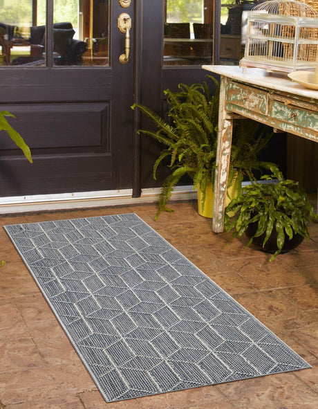 Light Blue 2' x 6' 1 Symphony Outdoor Runner Area Rug Weather Resistant for Patio, Deck, Terrace, Balcony, Porch Durable Outside Carpet for Sale at Rug Engine
