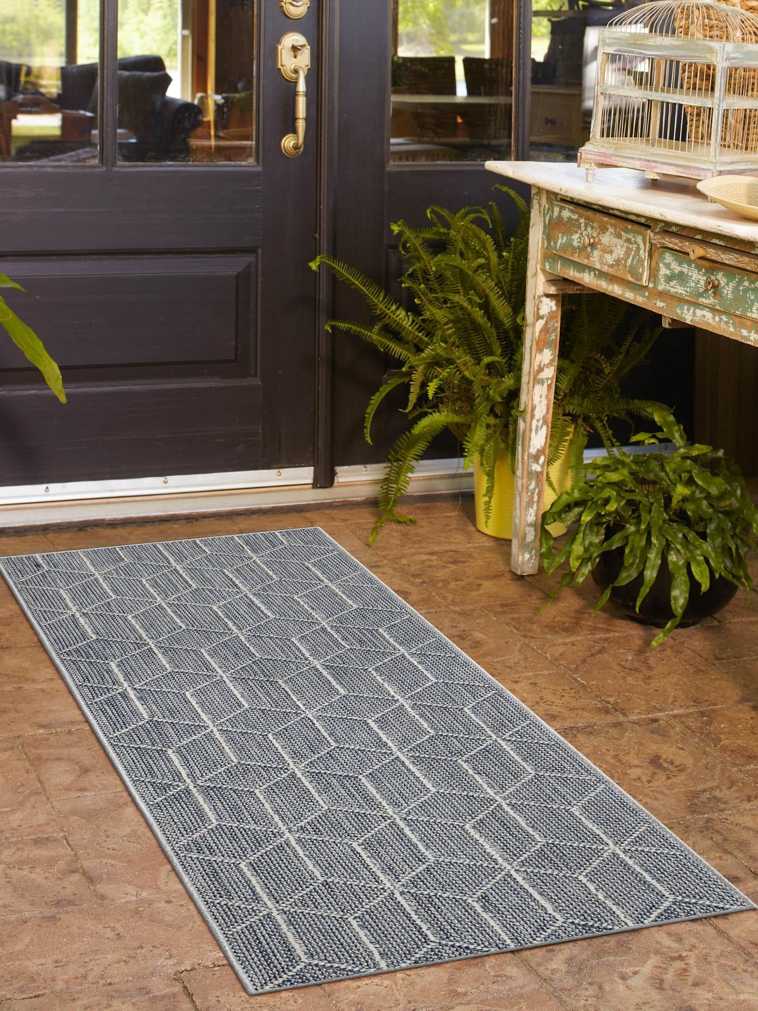 Light Blue 2' x 8' Symphony Outdoor Runner Area Rug Weather Resistant for Patio, Deck, Terrace, Balcony, Porch Durable Outside Carpet for Sale at Rug Engine