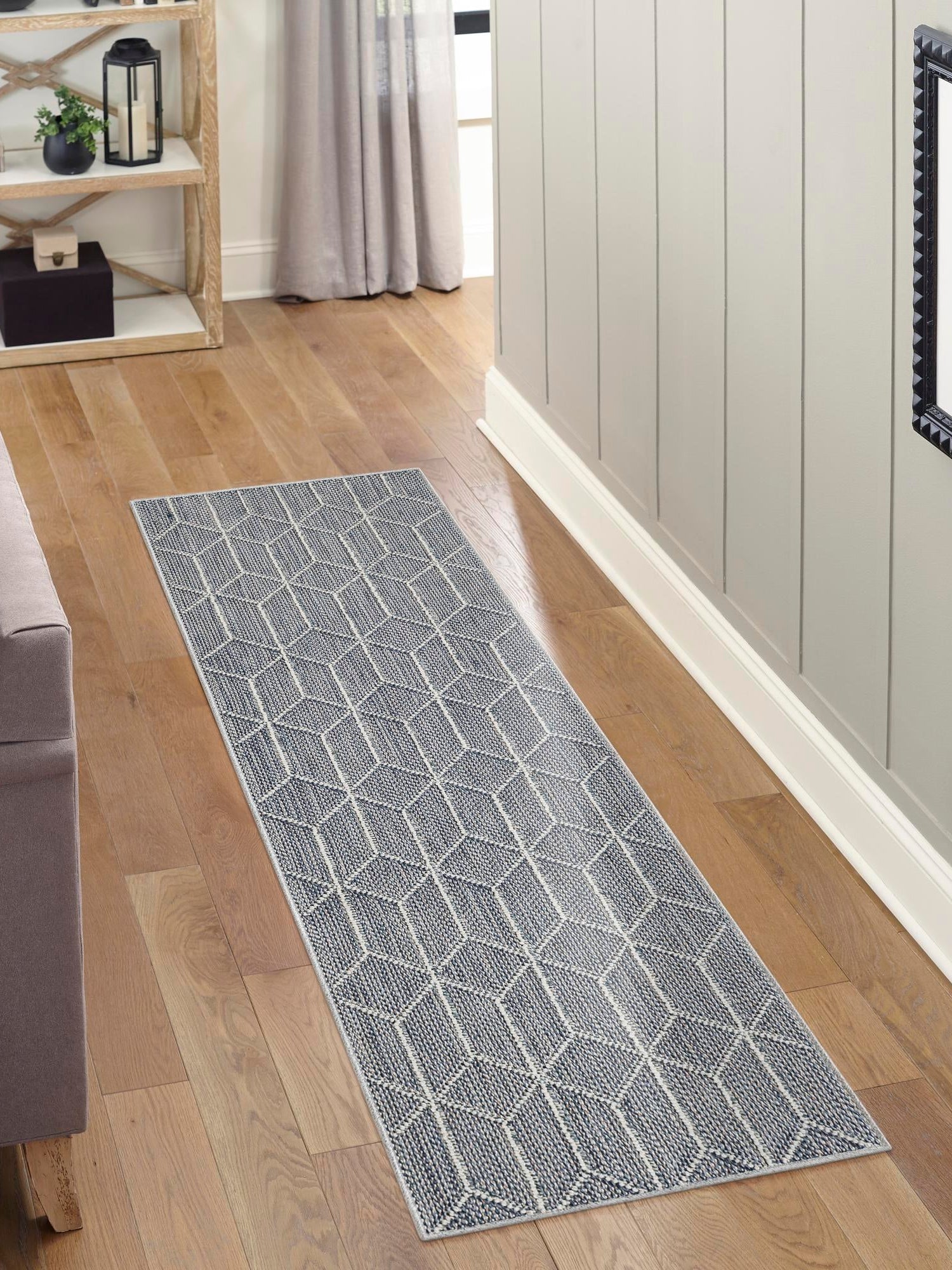 Light Blue 2' x 6' 1 Symphony Outdoor Runner Area Rug Weather Resistant for Patio, Deck, Terrace, Balcony, Porch Durable Outside Carpet for Sale at Rug Engine