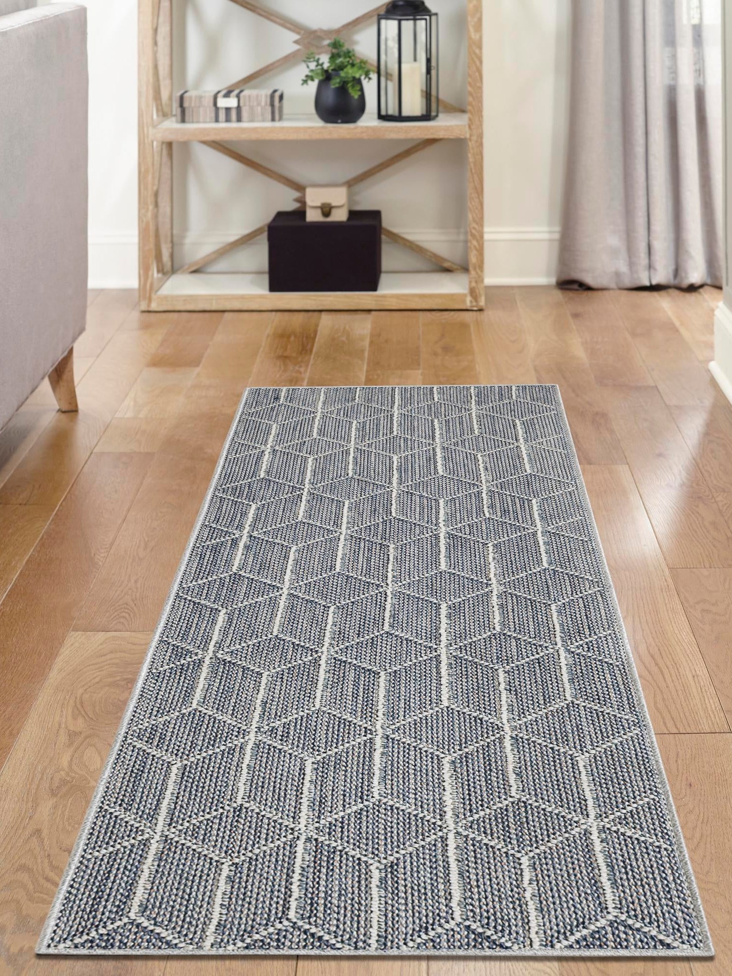 Light Blue 2' x 6' 1 Symphony Outdoor Runner Area Rug Weather Resistant for Patio, Deck, Terrace, Balcony, Porch Durable Outside Carpet for Sale at Rug Engine