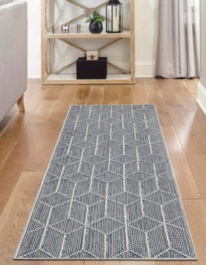 Light Blue 2' x 6' 1 Symphony Outdoor Runner Area Rug Weather Resistant for Patio, Deck, Terrace, Balcony, Porch Durable Outside Carpet for Sale at Rug Engine