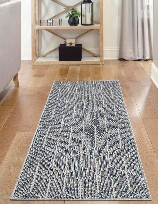 Light Blue 2' x 6' 1 Symphony Outdoor Runner Area Rug Weather Resistant for Patio, Deck, Terrace, Balcony, Porch Durable Outside Carpet for Sale at Rug Engine