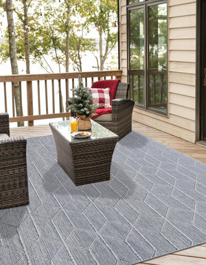 Light Blue 7' 10 x 7' 10 Symphony Outdoor Square Area Rug Weather Resistant for Patio, Deck, Terrace, Balcony, Porch Durable Outside Carpet for Sale at Rug Engine