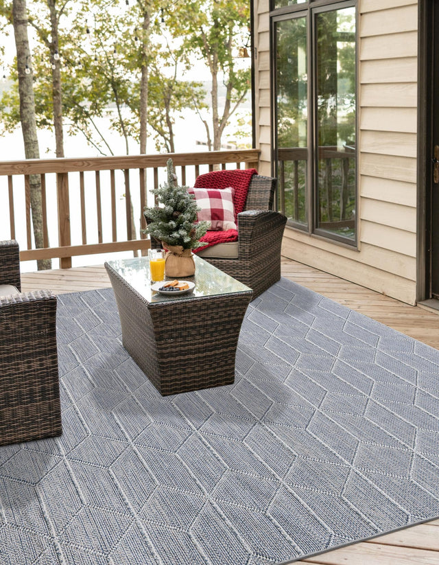 Light Blue 7' 10 x 7' 10 Symphony Outdoor Square Area Rug Weather Resistant for Patio, Deck, Terrace, Balcony, Porch Durable Outside Carpet for Sale at Rug Engine