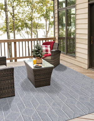Light Blue 7' 10 x 7' 10 Symphony Outdoor Square Area Rug Weather Resistant for Patio, Deck, Terrace, Balcony, Porch Durable Outside Carpet for Sale at Rug Engine