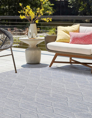 Light Blue 7' 10 x 7' 10 Symphony Outdoor Square Area Rug Weather Resistant for Patio, Deck, Terrace, Balcony, Porch Durable Outside Carpet for Sale at Rug Engine
