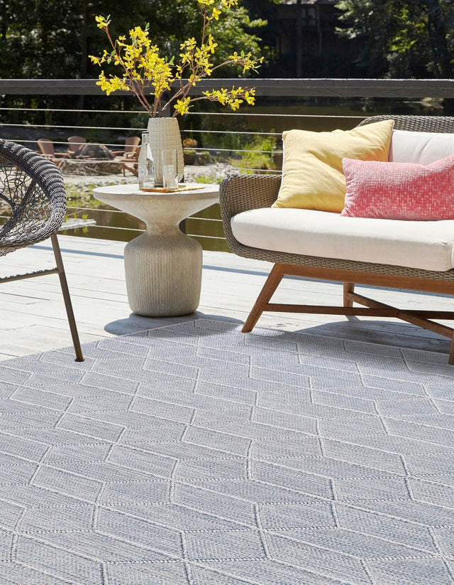 Light Blue 7' 10 x 7' 10 Symphony Outdoor Square Area Rug Weather Resistant for Patio, Deck, Terrace, Balcony, Porch Durable Outside Carpet for Sale at Rug Engine