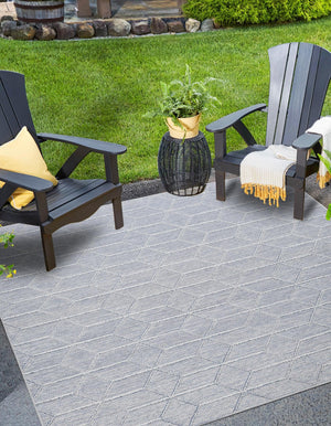 Light Blue 7' 10 x 7' 10 Symphony Outdoor Square Area Rug Weather Resistant for Patio, Deck, Terrace, Balcony, Porch Durable Outside Carpet for Sale at Rug Engine
