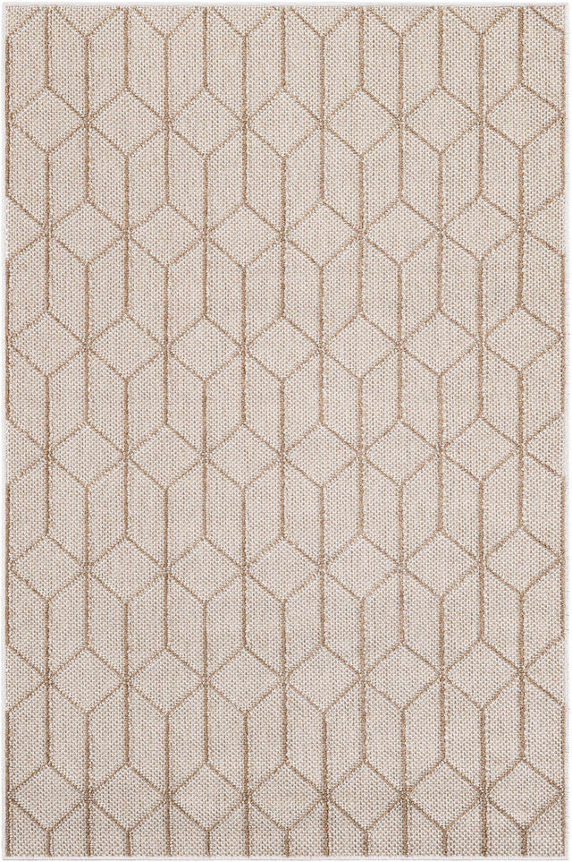 Beige 4' 1 x 6' 1 Symphony Outdoor Rectangle Area Rug Weather Resistant for Patio, Deck, Terrace, Balcony, Porch Durable Outside Carpet for Sale at Rug Engine