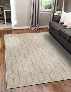Beige 4' 1 x 6' 1 Symphony Outdoor Rectangle Area Rug Weather Resistant for Patio, Deck, Terrace, Balcony, Porch Durable Outside Carpet for Sale at Rug Engine