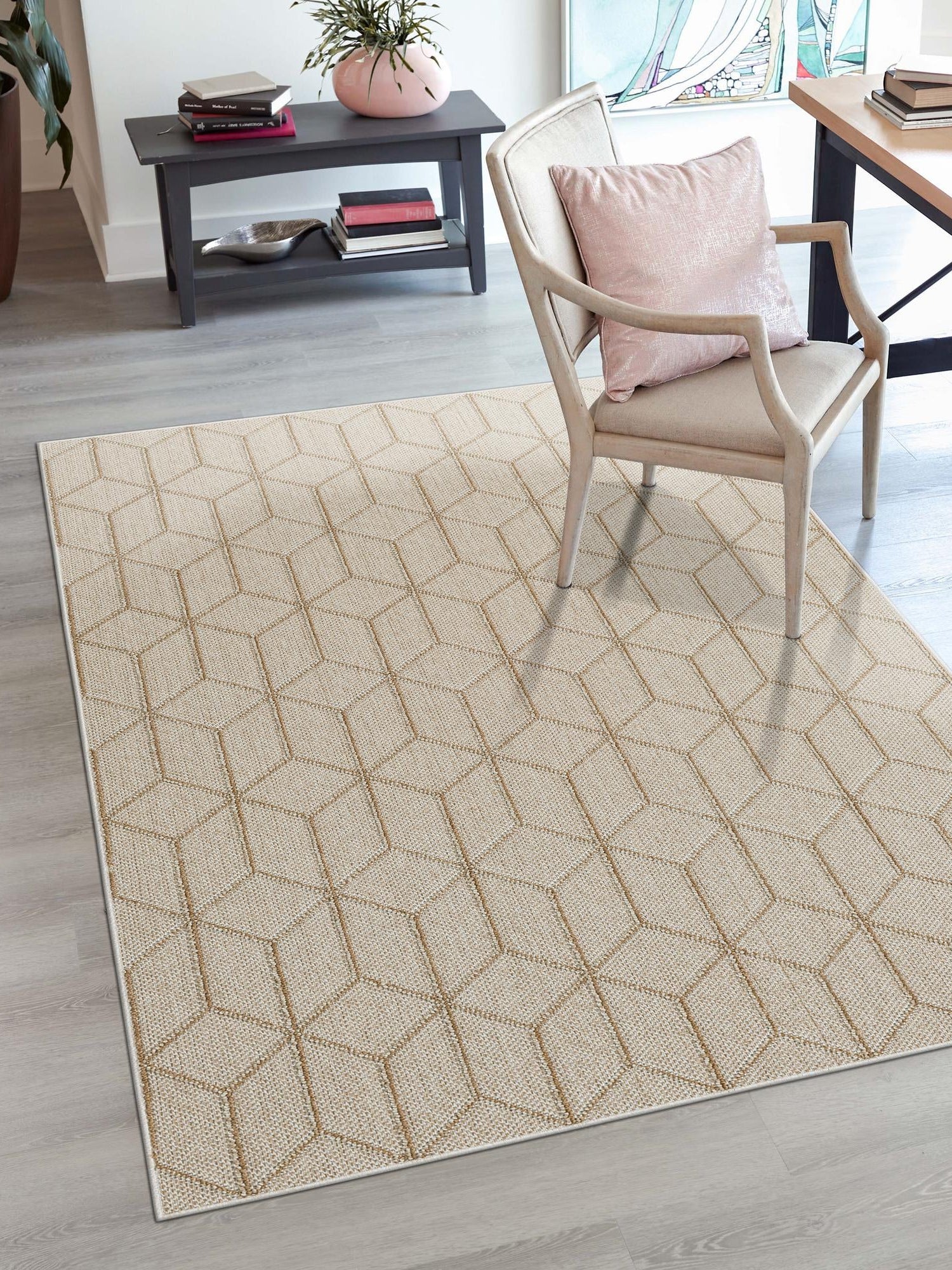 Beige 9' x 12' Symphony Outdoor Rectangle Area Rug Weather Resistant for Patio, Deck, Terrace, Balcony, Porch Durable Outside Carpet for Sale at Rug Engine