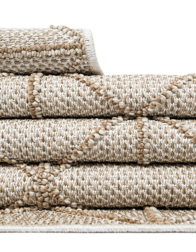 Beige 4' 1 x 6' 1 Symphony Outdoor Rectangle Area Rug Weather Resistant for Patio, Deck, Terrace, Balcony, Porch Durable Outside Carpet for Sale at Rug Engine