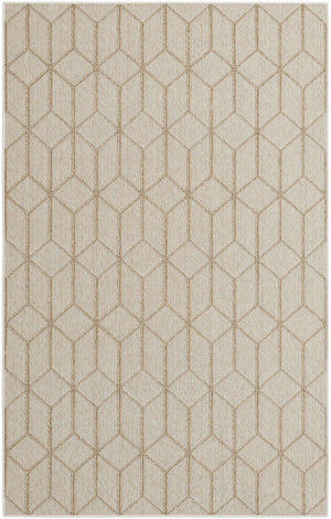 Beige 5' 3 x 8' Symphony Outdoor Rectangle Area Rug Weather Resistant for Patio, Deck, Terrace, Balcony, Porch Durable Outside Carpet for Sale at Rug Engine