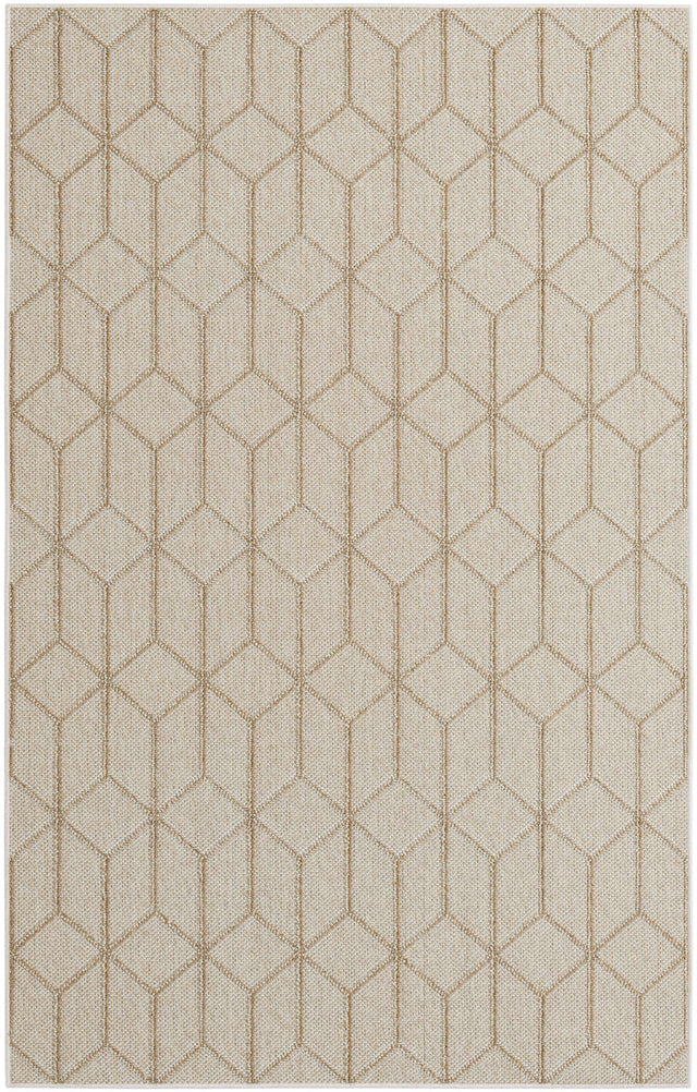 Beige 5' 3 x 8' Symphony Outdoor Rectangle Area Rug Weather Resistant for Patio, Deck, Terrace, Balcony, Porch Durable Outside Carpet for Sale at Rug Engine