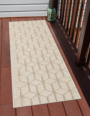 Beige 2' x 6' 1 Symphony Outdoor Runner Area Rug Weather Resistant for Patio, Deck, Terrace, Balcony, Porch Durable Outside Carpet for Sale at Rug Engine