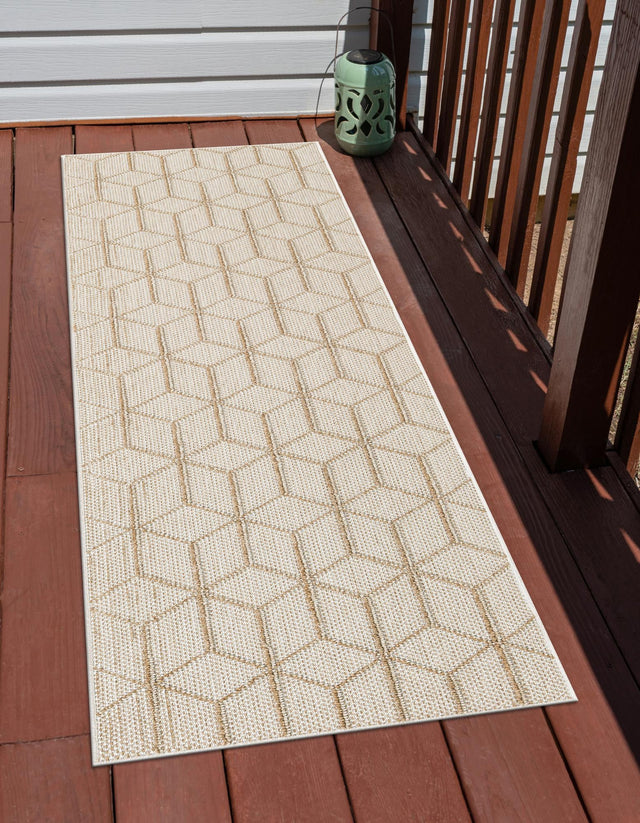 Beige 2' x 6' 1 Symphony Outdoor Runner Area Rug Weather Resistant for Patio, Deck, Terrace, Balcony, Porch Durable Outside Carpet for Sale at Rug Engine