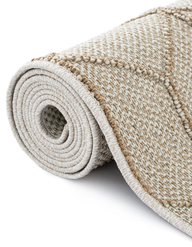 Beige 2' x 6' 1 Symphony Outdoor Runner Area Rug Weather Resistant for Patio, Deck, Terrace, Balcony, Porch Durable Outside Carpet for Sale at Rug Engine