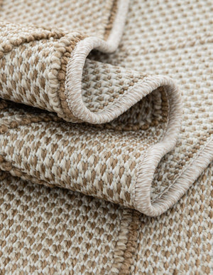 Beige 2' x 6' 1 Symphony Outdoor Runner Area Rug Weather Resistant for Patio, Deck, Terrace, Balcony, Porch Durable Outside Carpet for Sale at Rug Engine