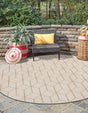 Beige 5' 3 x 5' 3 Symphony Outdoor Round Area Rug Weather Resistant for Patio, Deck, Terrace, Balcony, Porch Durable Outside Carpet for Sale at Rug Engine