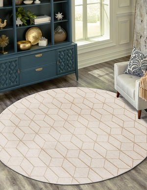 Beige 3' 1 x 3' 1 Symphony Outdoor Round Area Rug Weather Resistant for Patio, Deck, Terrace, Balcony, Porch Durable Outside Carpet for Sale at Rug Engine