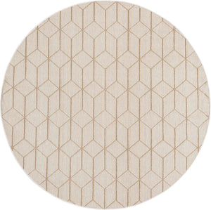 Beige 7' 10 x 7' 10 Symphony Outdoor Round Area Rug Weather Resistant for Patio, Deck, Terrace, Balcony, Porch Durable Outside Carpet for Sale at Rug Engine