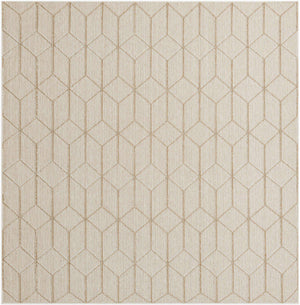 Beige 7' 10 x 7' 10 Symphony Outdoor Square Area Rug Weather Resistant for Patio, Deck, Terrace, Balcony, Porch Durable Outside Carpet for Sale at Rug Engine