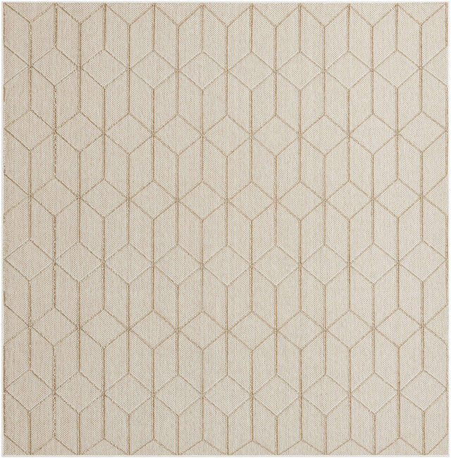 Beige 7' 10 x 7' 10 Symphony Outdoor Square Area Rug Weather Resistant for Patio, Deck, Terrace, Balcony, Porch Durable Outside Carpet for Sale at Rug Engine