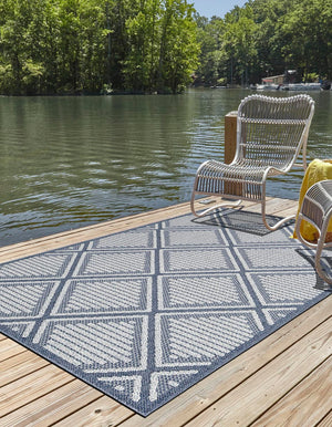 Navy Blue 2' x 3' 1 Symphony Outdoor Rectangle Area Rug Weather Resistant for Patio, Deck, Terrace, Balcony, Porch Durable Outside Carpet for Sale at Rug Engine