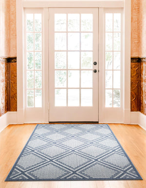 Navy Blue 4' 1 x 6' 1 Symphony Outdoor Rectangle Area Rug Weather Resistant for Patio, Deck, Terrace, Balcony, Porch Durable Outside Carpet for Sale at Rug Engine