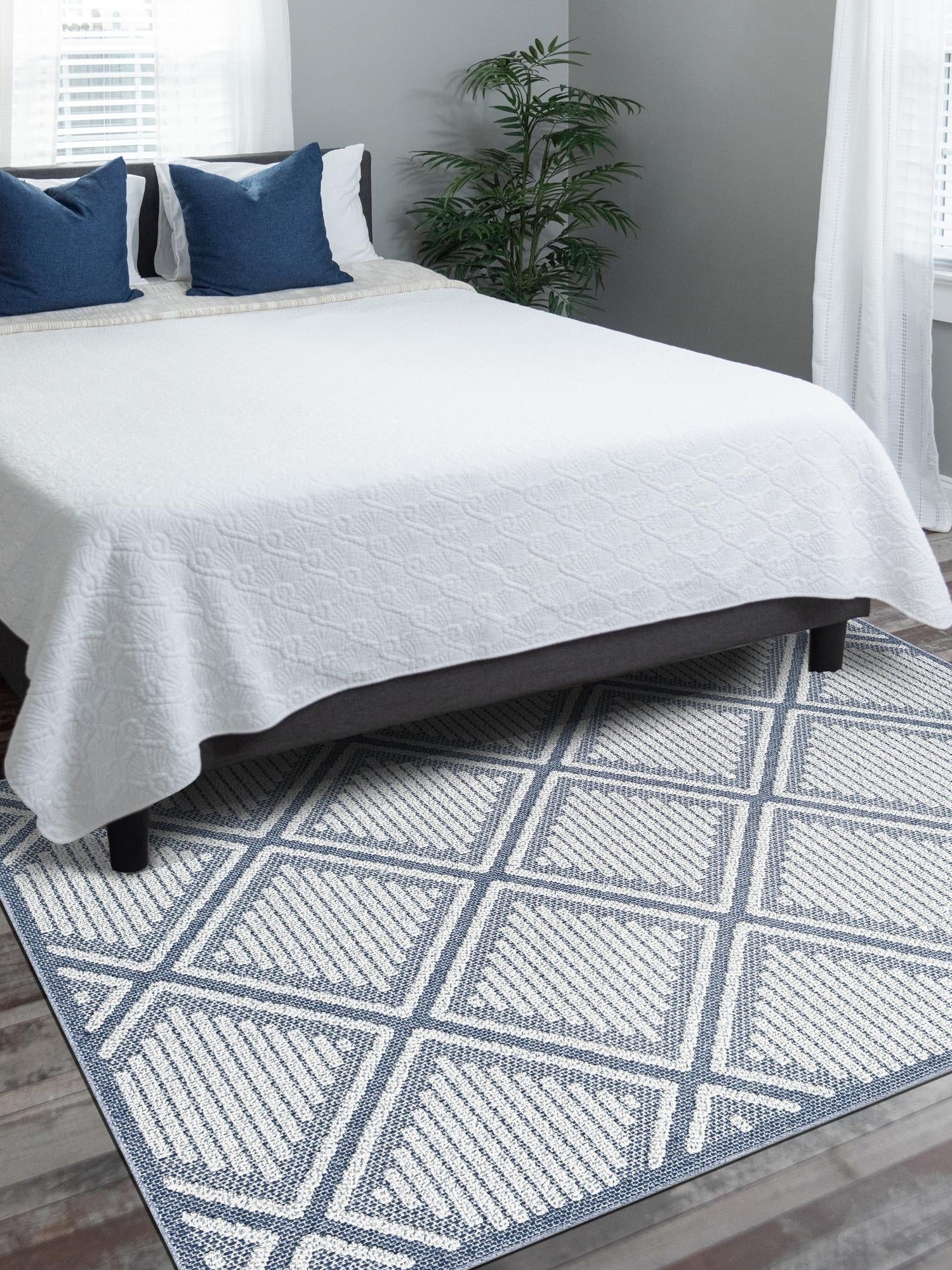 Navy Blue 10' x 14' 1 Symphony Outdoor Rectangle Area Rug Weather Resistant for Patio, Deck, Terrace, Balcony, Porch Durable Outside Carpet for Sale at Rug Engine