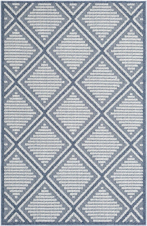 Navy Blue 5' 3 x 8' Symphony Outdoor Rectangle Area Rug Weather Resistant for Patio, Deck, Terrace, Balcony, Porch
