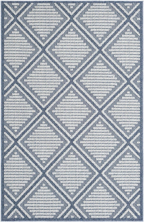 Navy Blue 5' 3 x 8' Symphony Outdoor Rectangle Area Rug Weather Resistant for Patio, Deck, Terrace, Balcony, Porch