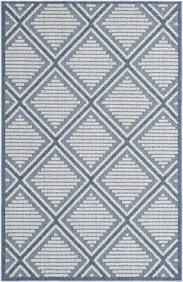Navy Blue 5' 3 x 8' Symphony Outdoor Rectangle Area Rug Weather Resistant for Patio, Deck, Terrace, Balcony, Porch