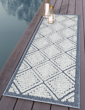 Navy Blue 2' x 6' 1 Symphony Outdoor Runner Area Rug Weather Resistant for Patio, Deck, Terrace, Balcony, Porch Durable Outside Carpet for Sale at Rug Engine
