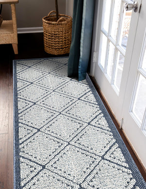 Navy Blue 2' x 6' 1 Symphony Outdoor Runner Area Rug Weather Resistant for Patio, Deck, Terrace, Balcony, Porch Durable Outside Carpet for Sale at Rug Engine