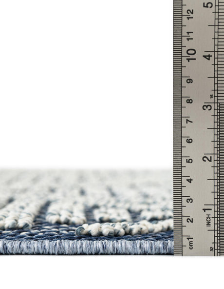Navy Blue 2' x 6' 1 Symphony Outdoor Runner Area Rug Weather Resistant for Patio, Deck, Terrace, Balcony, Porch Durable Outside Carpet for Sale at Rug Engine
